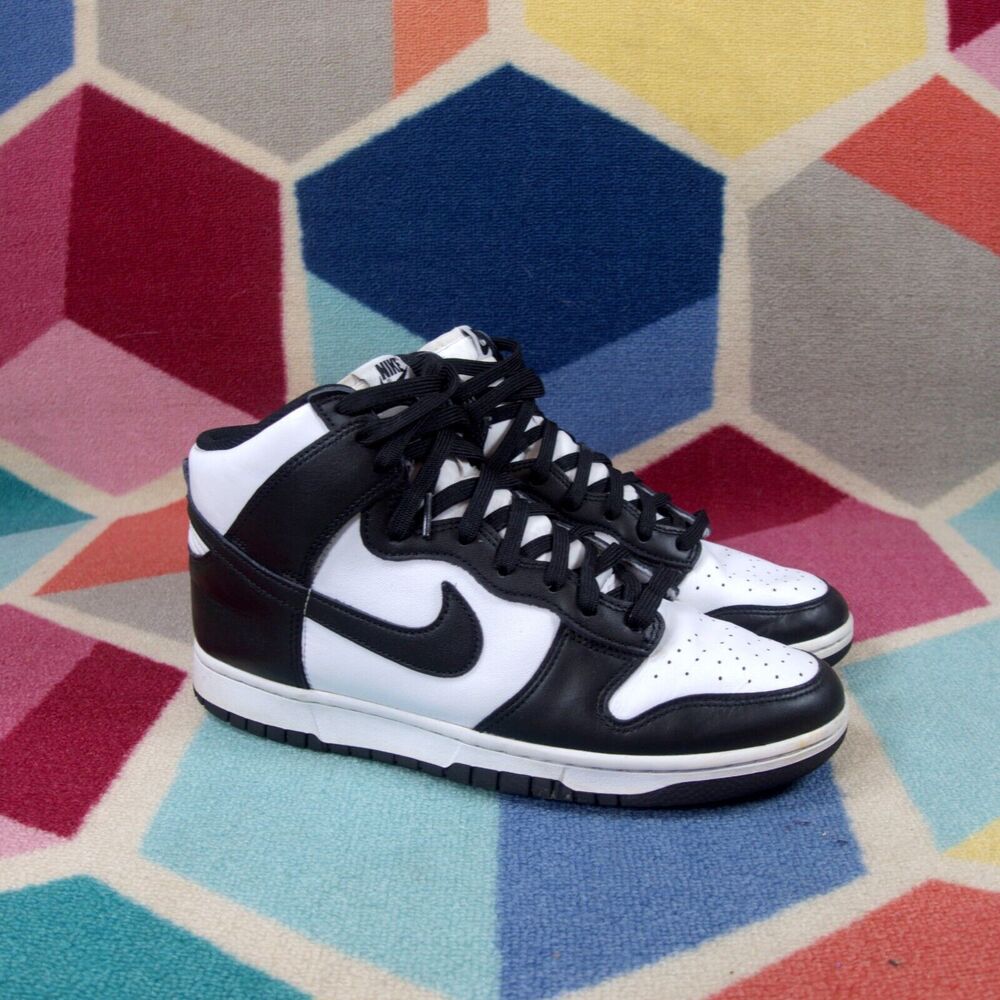 Nike Dunk High Retro Sneakers Lace Up Panda Black And White Men's Size 10 US - Picture 3 of 8